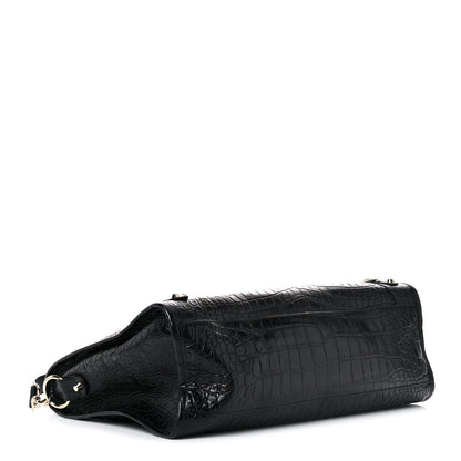 Balenciaga Calfskin Crocodile Embossed Classic Hardware City Black 4 of 13