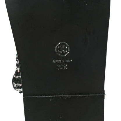 Chanel Tweed Lambskin Dad Sandals 39.5 Black White 8 of 10