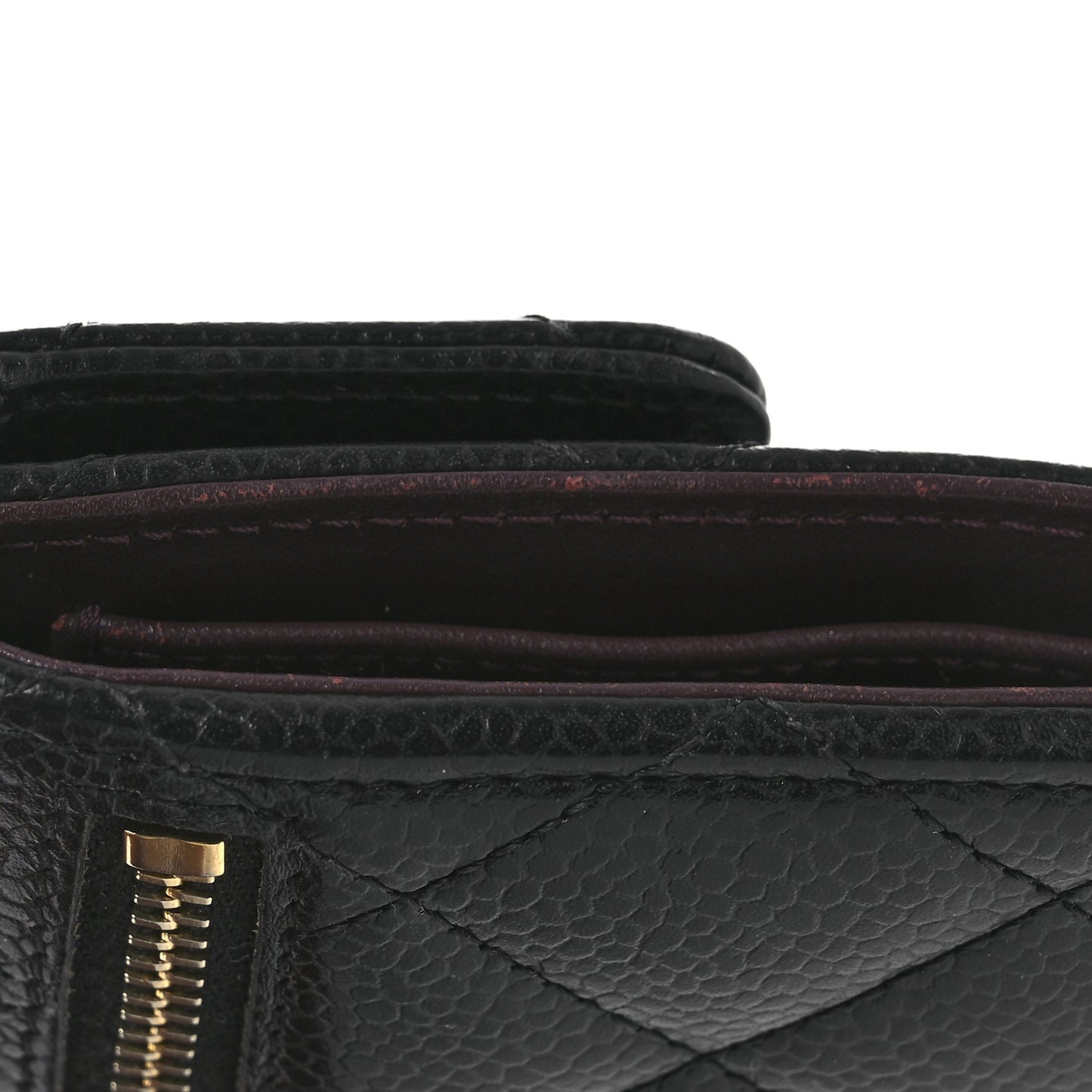 Caviar Quilted Compact Flap Wallet Black