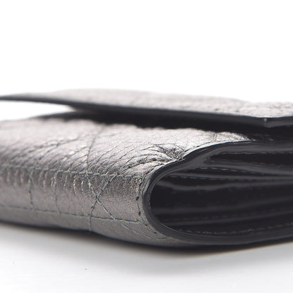 Christian Dior Metallic Grained Calfskin Cannage Lady Dior French Wallet Gunmetal 11 of 11
