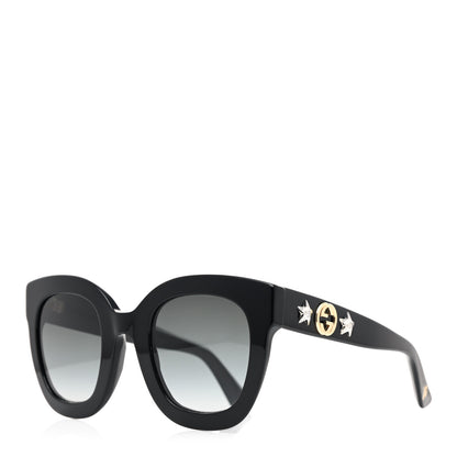 Gucci Acetate Crystal Star Round Frame Sunglasses GG0208S Black 1 of 7