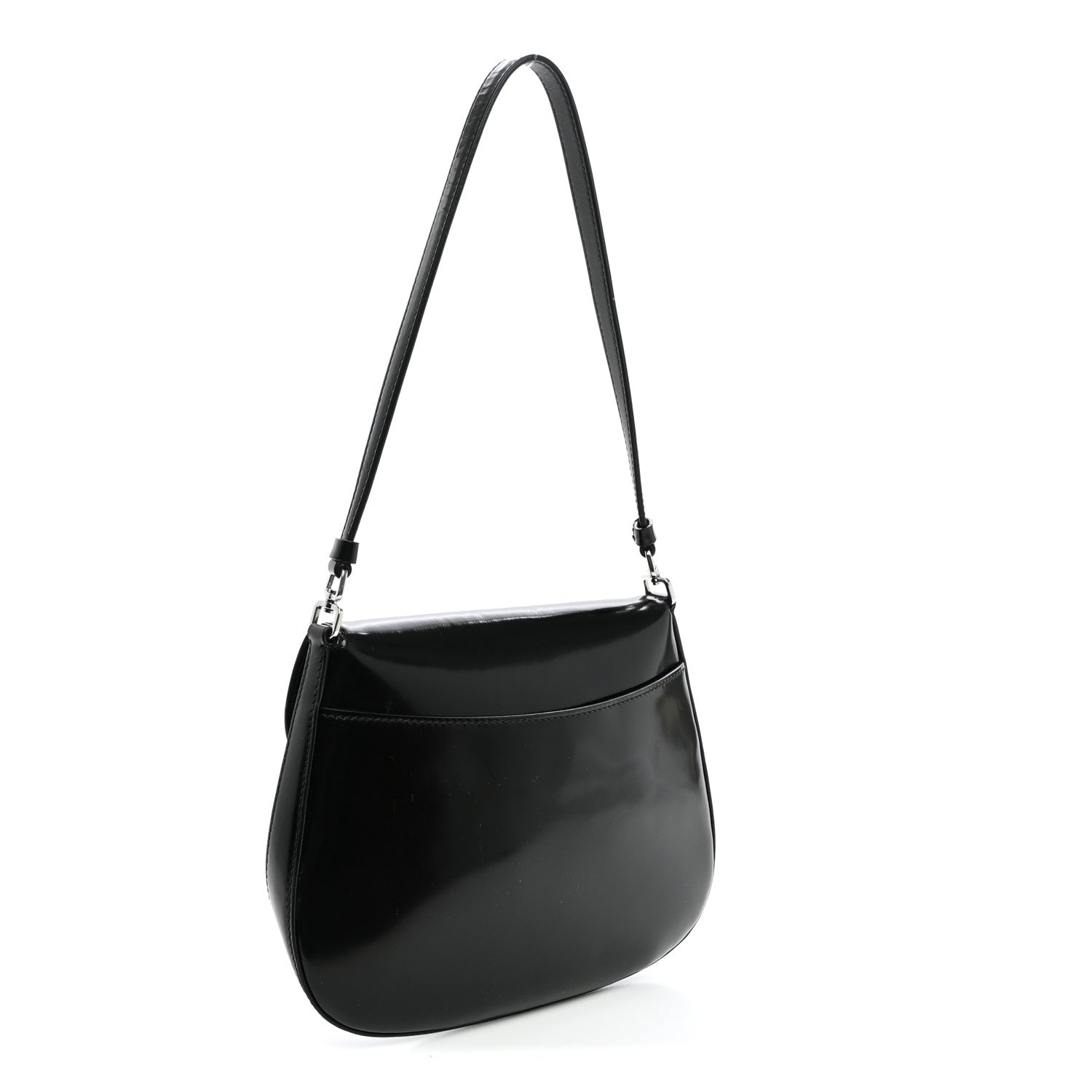 Prada Spazzolato Cleo Flap Shoulder Bag Black 2 of 8