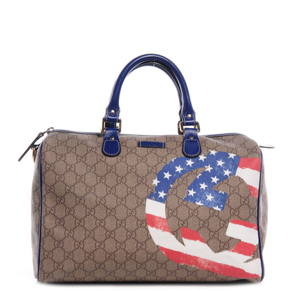 Gucci GG Plus Monogram Medium Boston USA Flag Unicef Duffle Blue 1 of 7