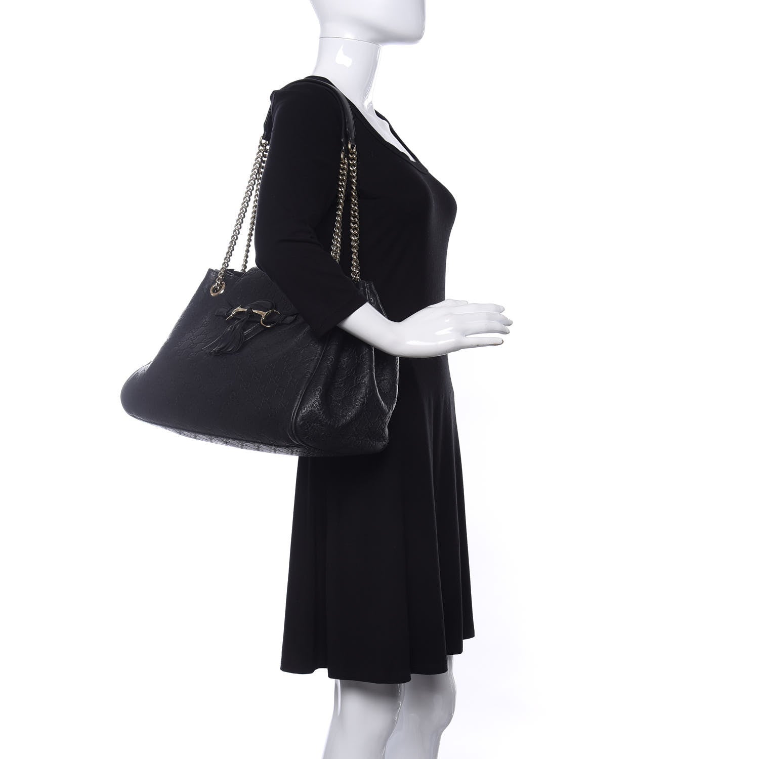 Gucci Guccissima Medium Emily Shoulder Bag Black 2 of 9