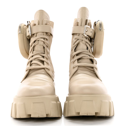 Prada Spazzolato Rois Re-Nylon Metal Triangle Logo Monolith Pouch Pocket 55mm Boots 38 Deserto 2 of 14
