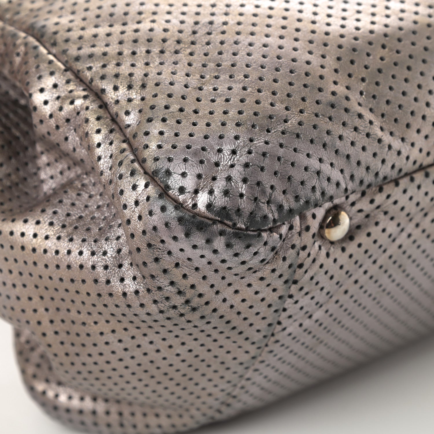 Chanel Metallic Calfskin Perforated Large Drill Accordion Flap Gold 9 of 17