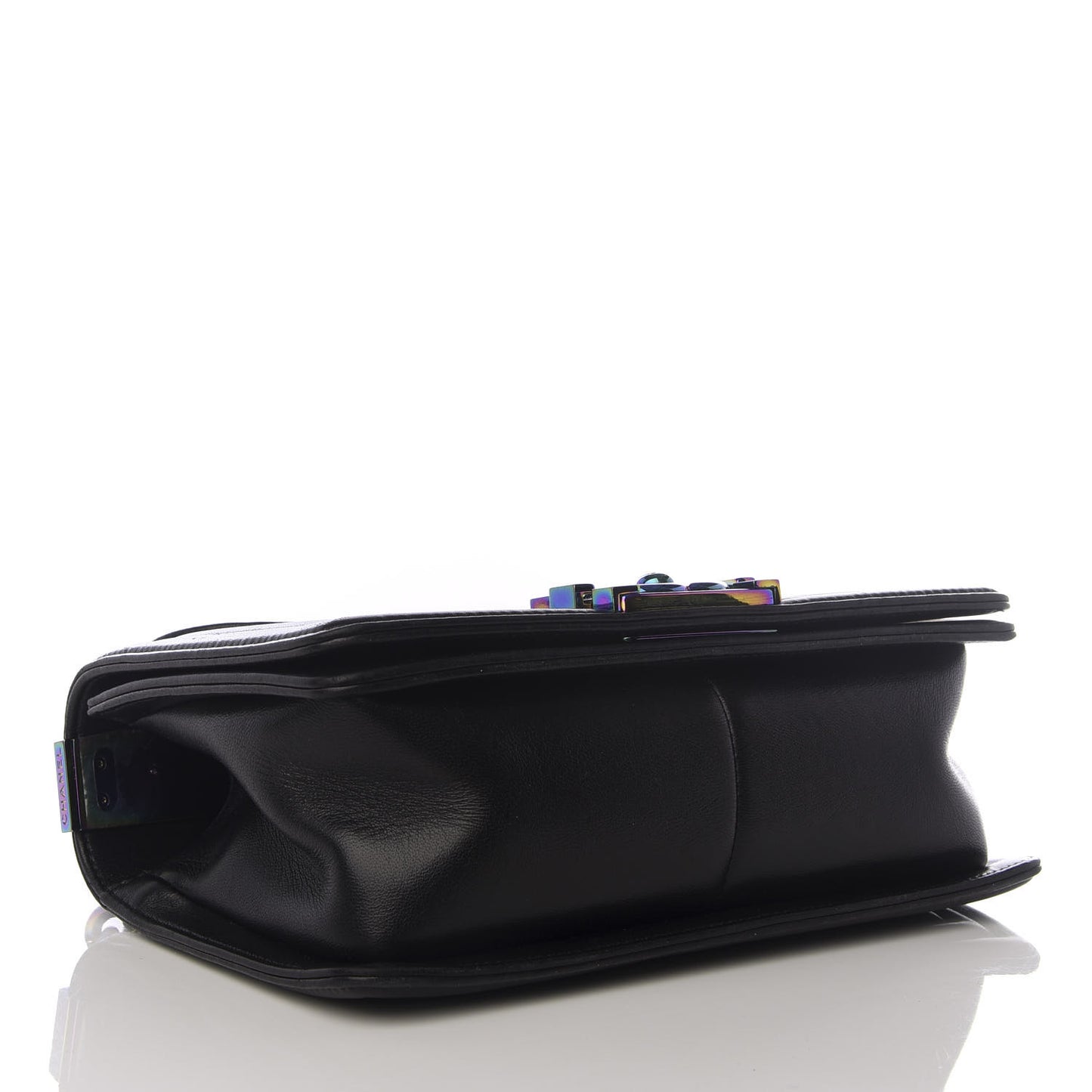 Lambskin LED Iridescent Metal Small Boy Flap Black Multicolor