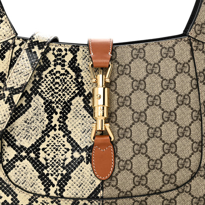 Gucci GG Supreme Monogram Snakeskin Small Jackie 1961 Hobo Beige Ebony 8 of 10