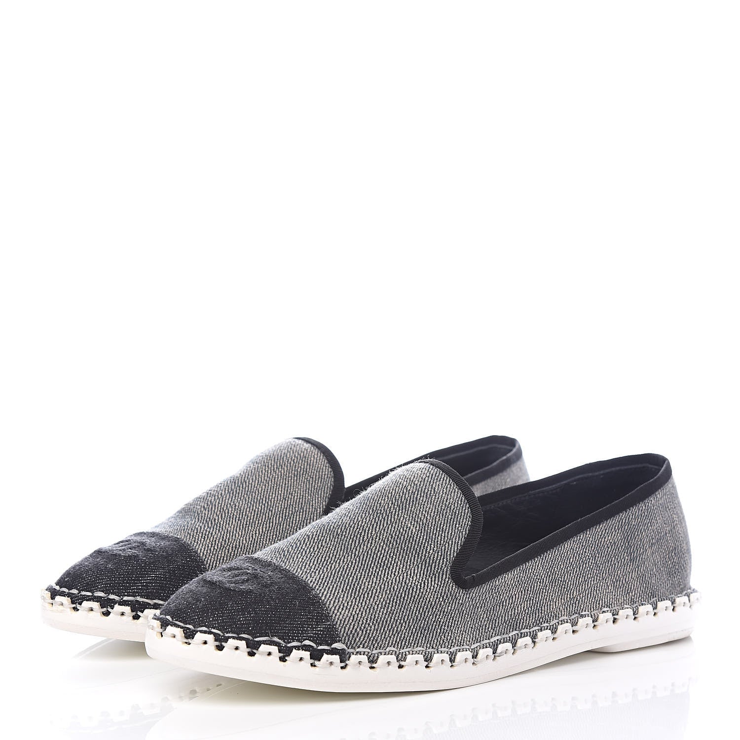 Chanel Fabric Chain CC Mocassin Loafer 38 Blue Navy 3 of 9