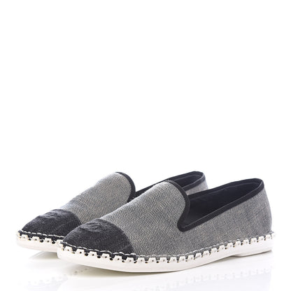 Chanel Fabric Chain CC Mocassin Loafer 38 Blue Navy 3 of 9