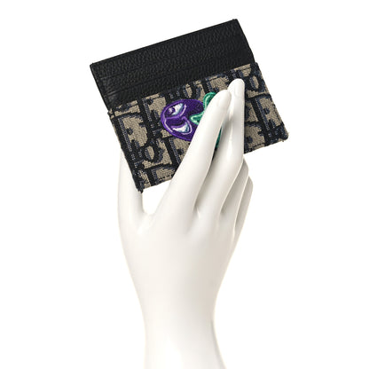Christian Dior X KENNY SCHARF Oblique Canvas Embroidered Card Holder Charcoal 2 of 7