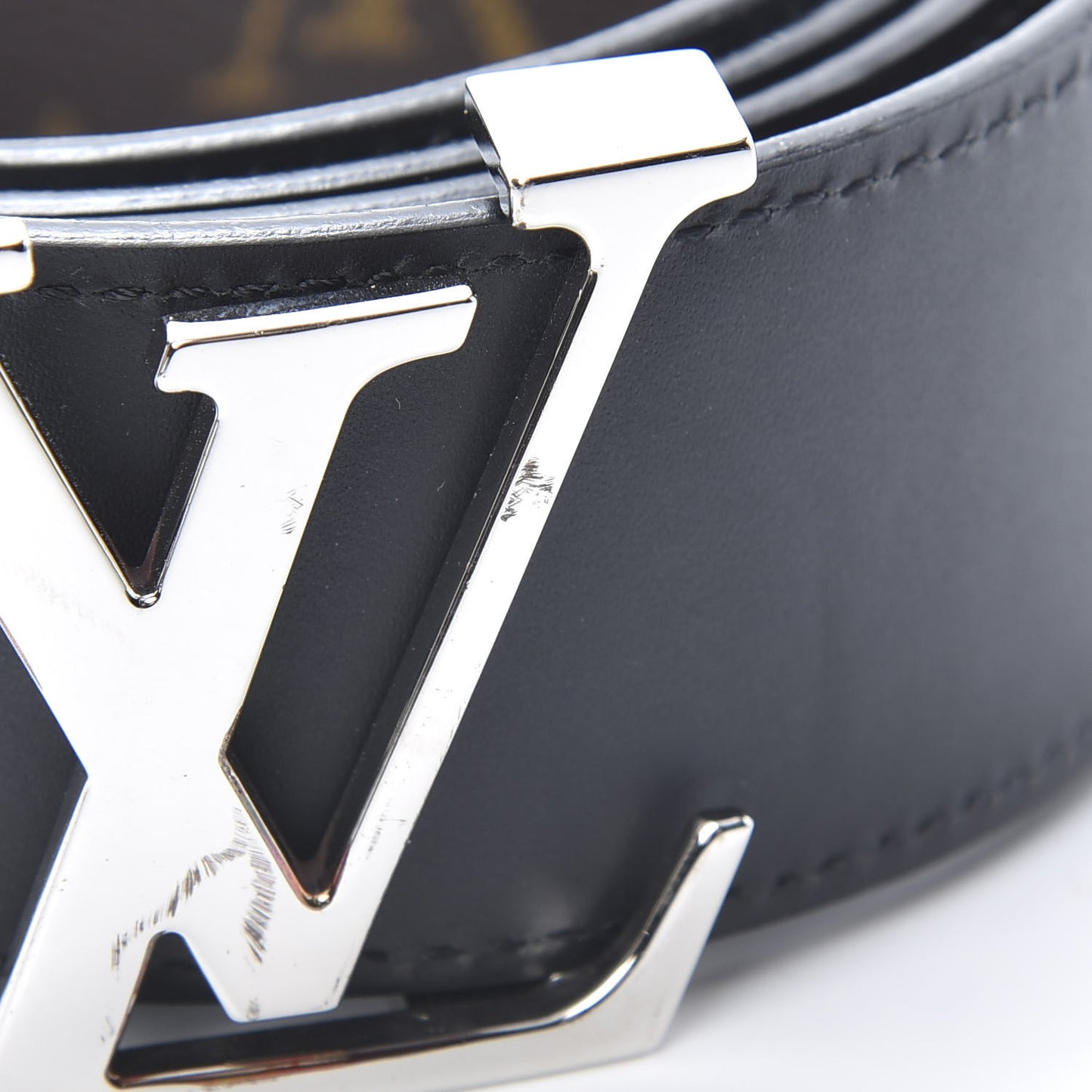 Calfskin Monogram 40mm LV Initiales Reversible Belt 90 36 Black