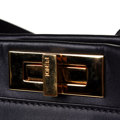 Fendi Vitello Morgan Shiny Nappa Medium Peekaboo Iconic Satchel Black 12 of 13