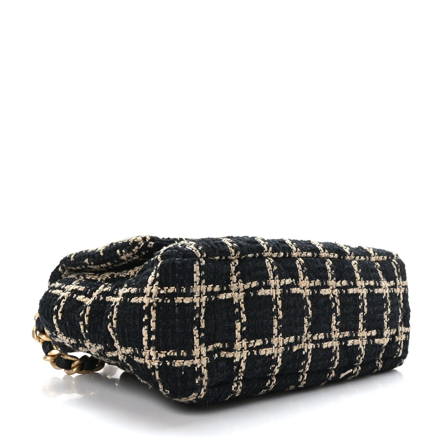 Tweed Quilted Medium Chanel 19 Flap Black Beige