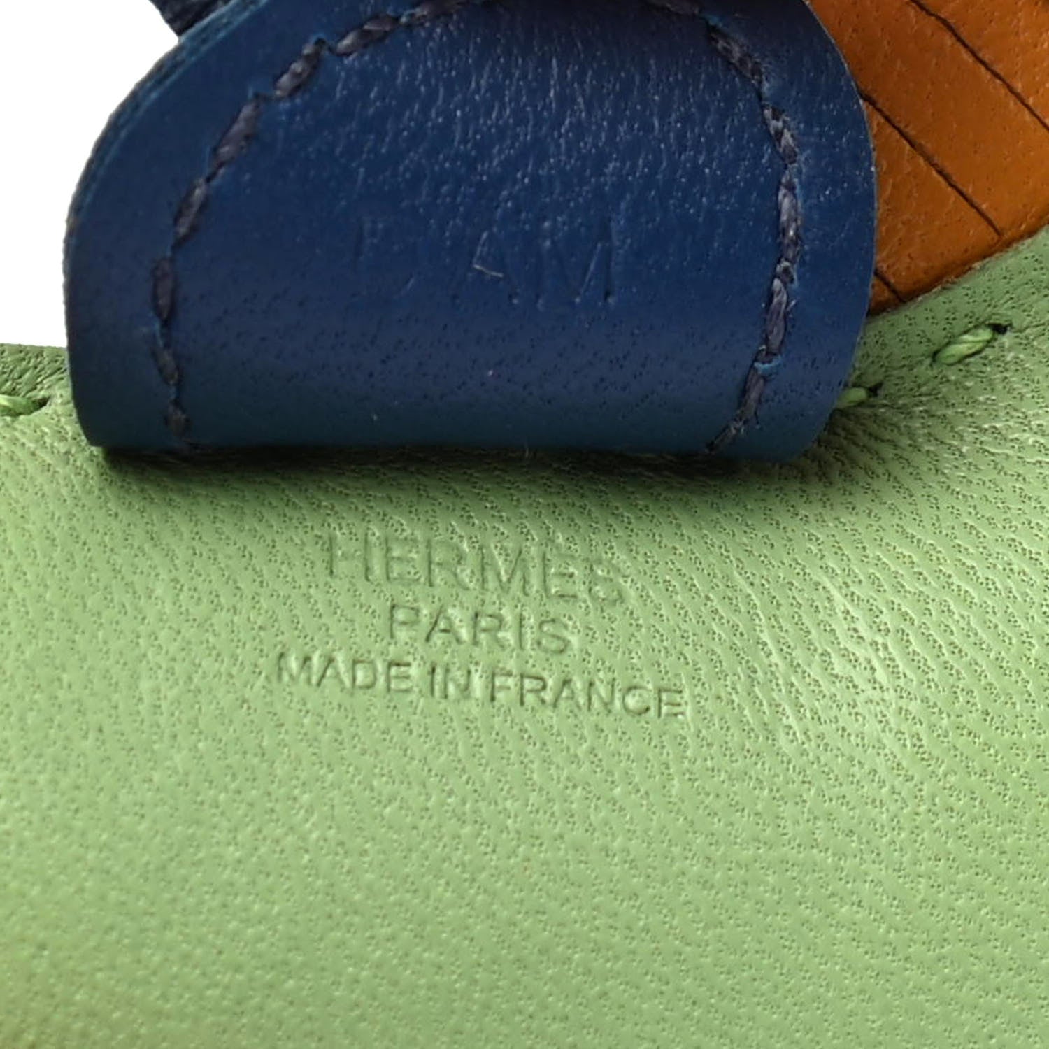 Hermes Milo Lambskin Grigri Rodeo Horse Bag Charm PM Vert Criquet Sesame Bleu de Malte 4 of 4