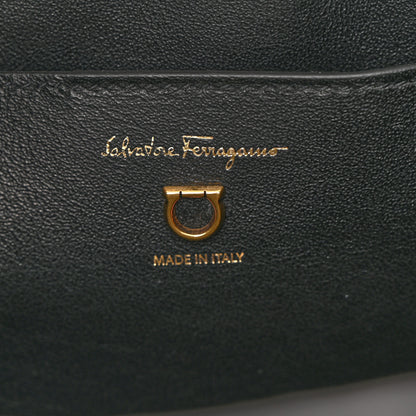 Salvatore Ferragamo Calfskin Crocodile Embossed Trifolio Shoulder Bag Black 6 of 10