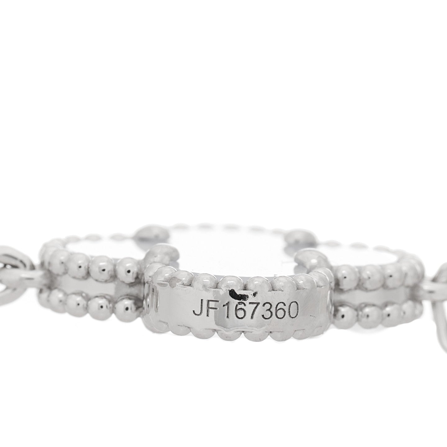 Van Cleef & Arpels 18K White Gold Chalcedony 5 Motifs Vintage Alhambra Bracelet 3 of 4