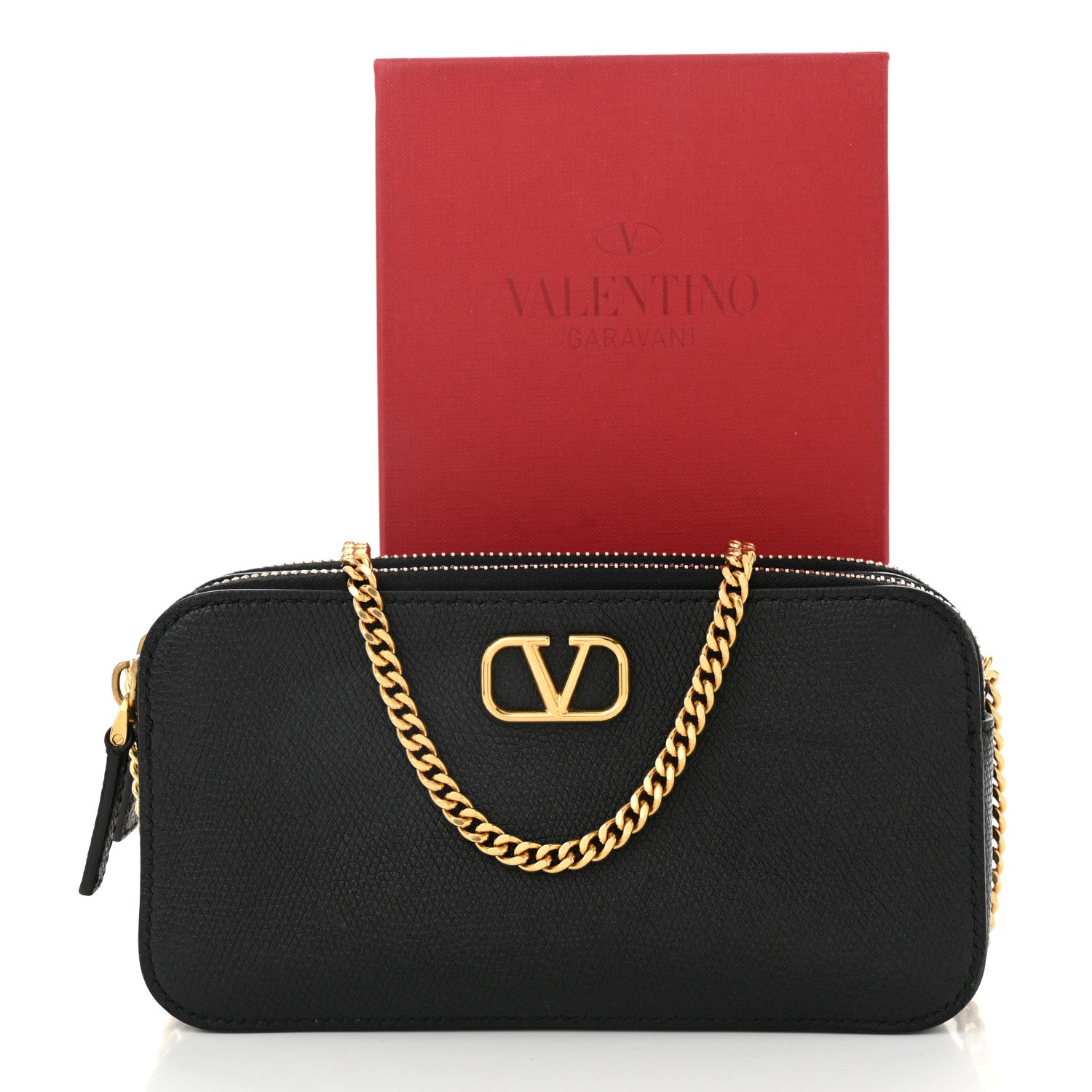 Valentino Garavani Grainy Calfskin VLogo Double Zip Camera Crossbody Bag Black 12 of 12