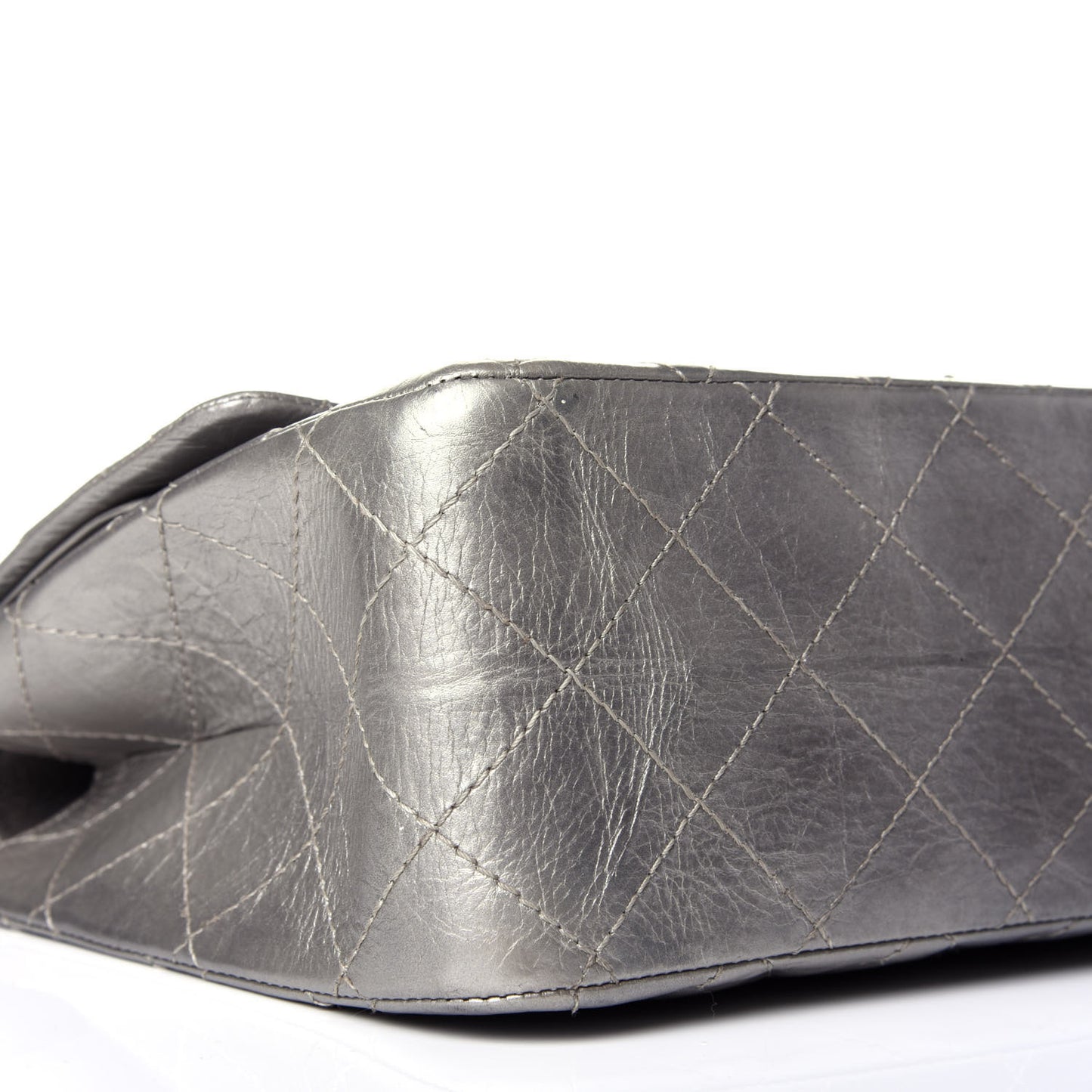 Metallic Aged Calfskin Quilted 2.55 Reissue 227 Flap Argent Fonce