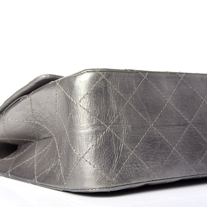 Chanel Metallic Aged Calfskin Quilted 2.55 Reissue 227 Flap Argent Fonce 8 of 9