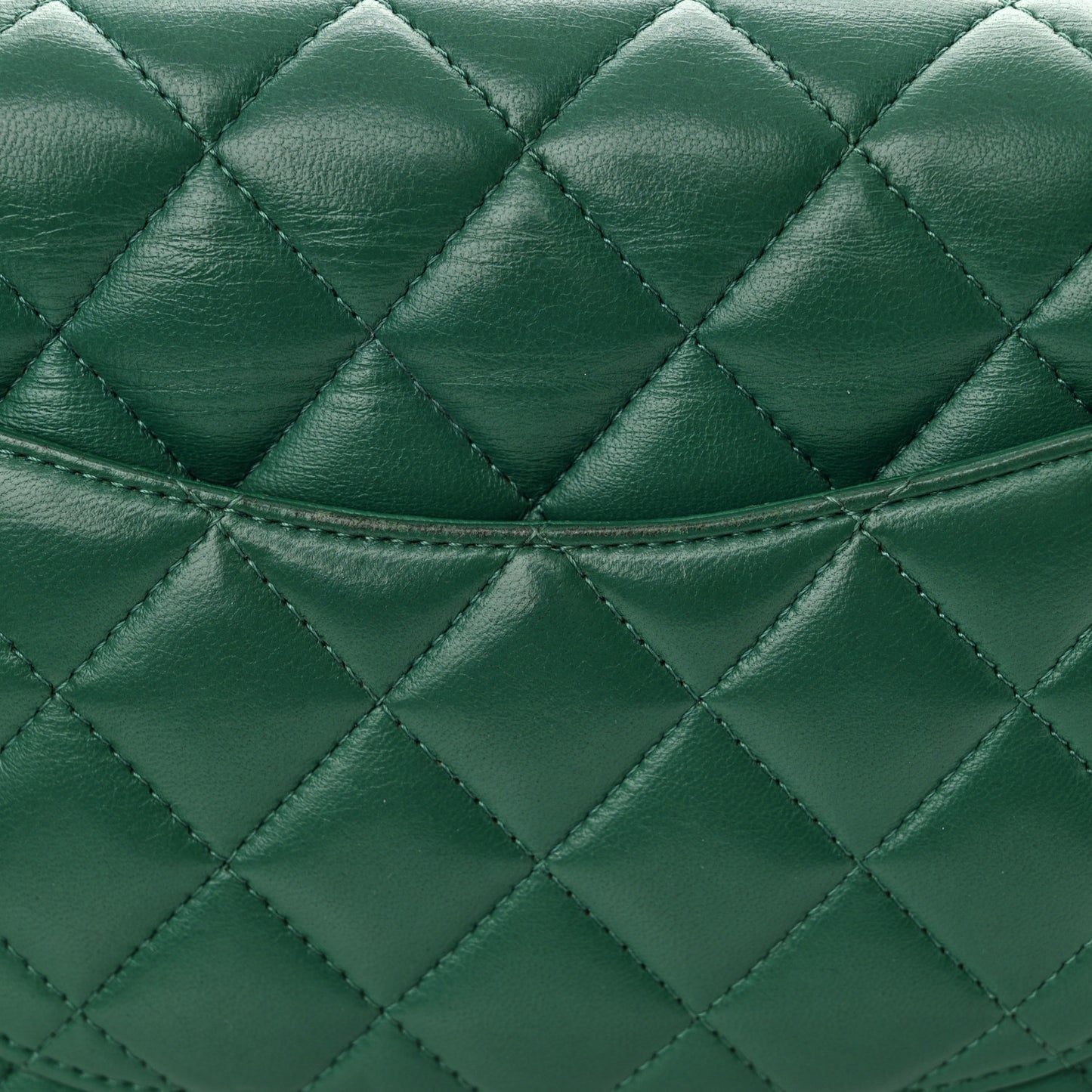 Lambskin Quilted Mini Rectangular Flap Dark Green