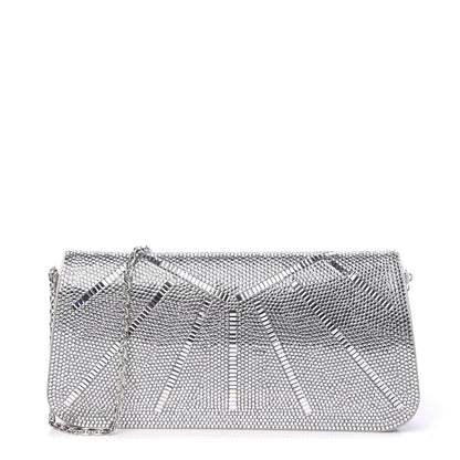 Judith Leiber Swarovski Crystal Satin Minaudiere Clutch Silver 1 of 12