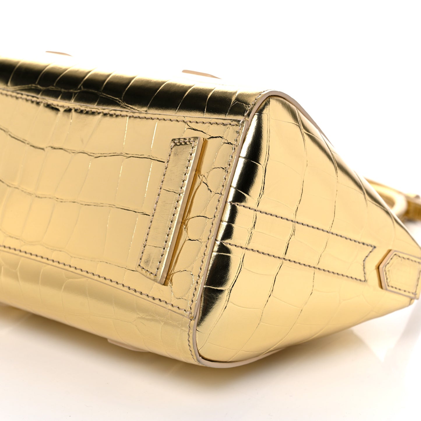 Calfskin Crocodile Embossed Mini Lock Antigona Gold