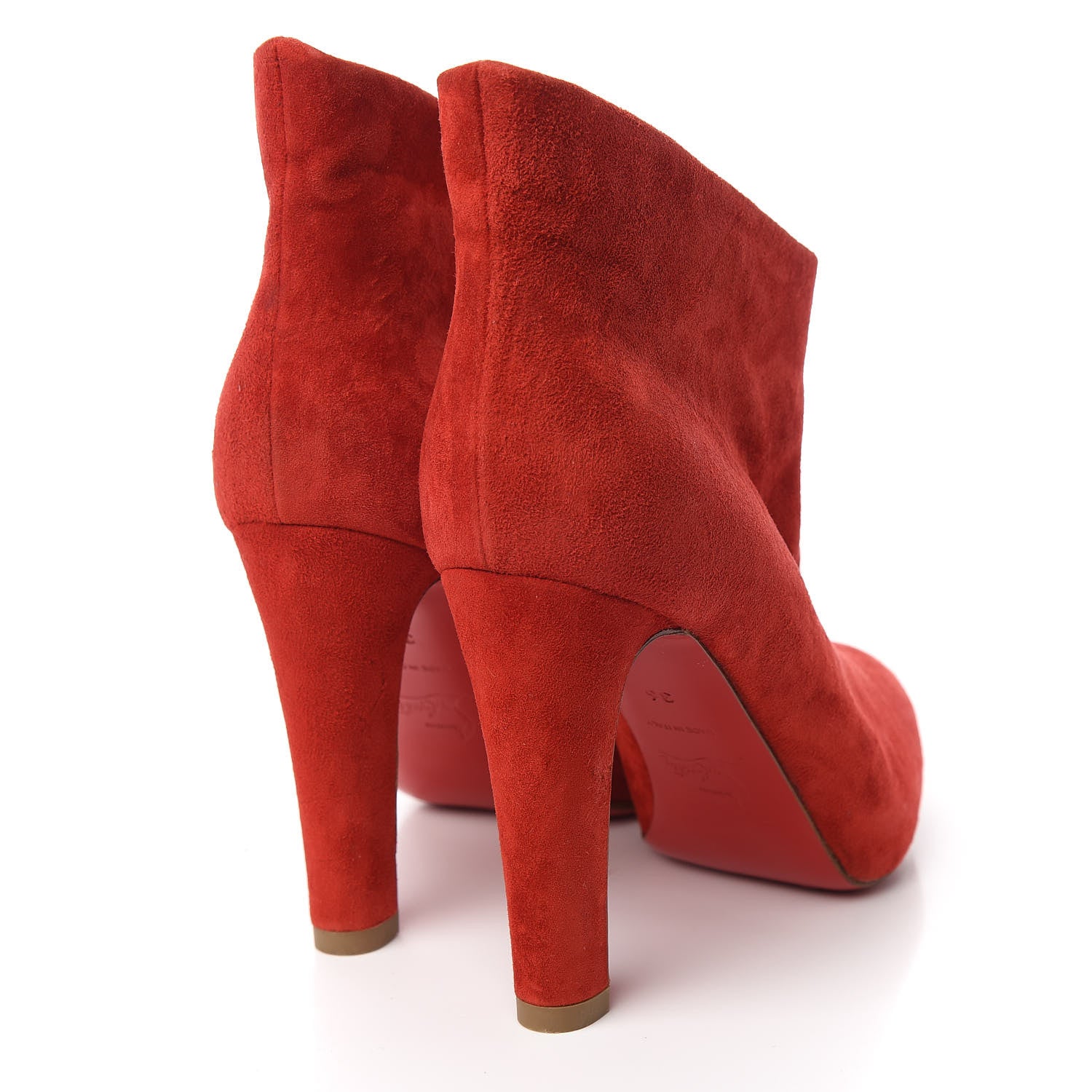 Christian Louboutin Veau Velours Ankle Boots 36 Carmin 4 of 9