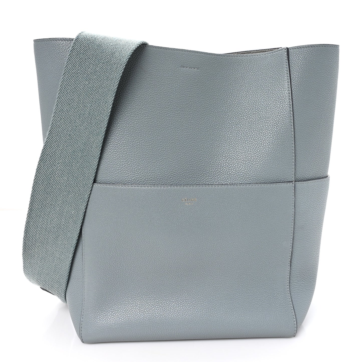 Soft Grained Calfskin Sangle Bucket Bag Storm