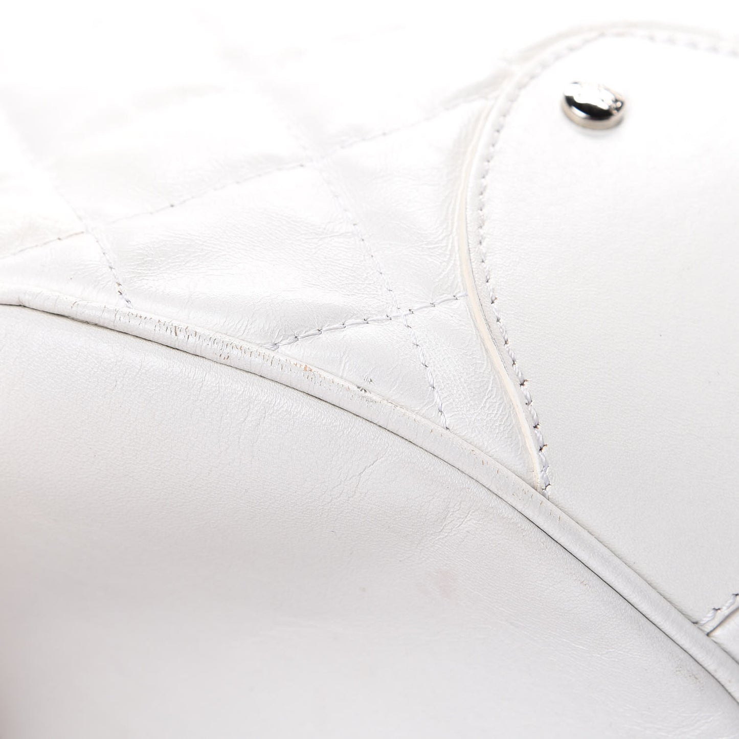 Calfskin Quilted Bucket Shoulder Bag White