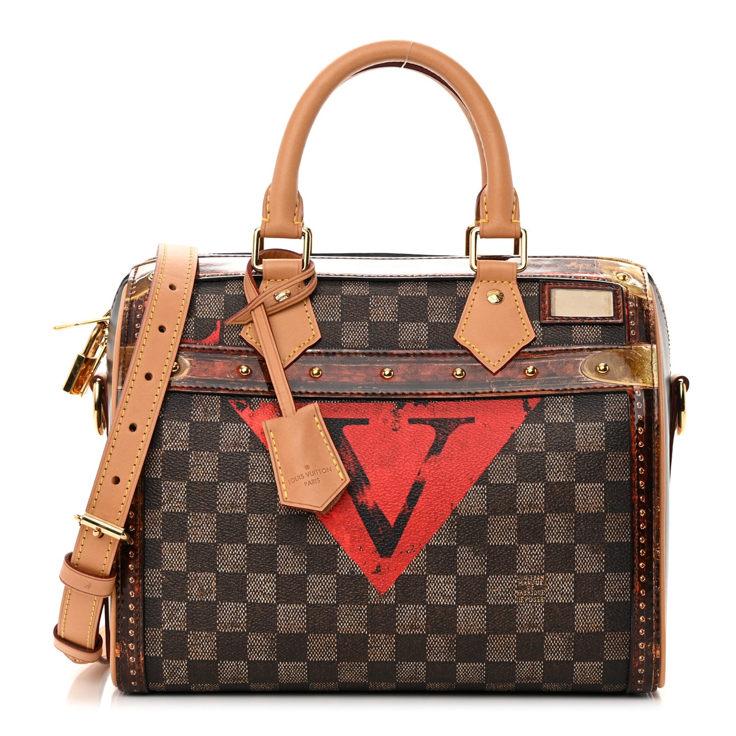 Transformed Damier Ebene Time Trunk Speedy Bandouliere 25 Black