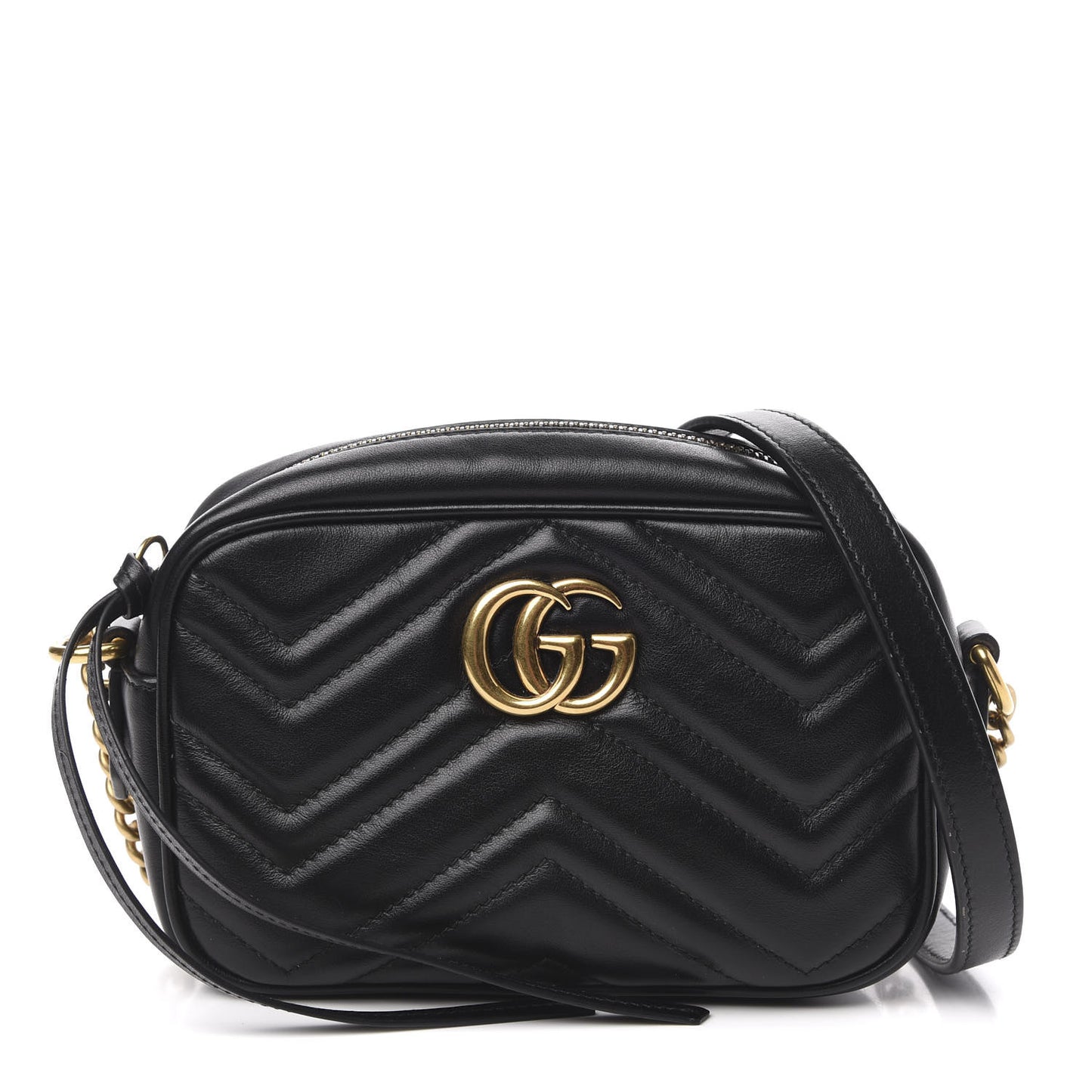 Calfskin Matelasse Mini GG Marmont Chain Shoulder Bag Black