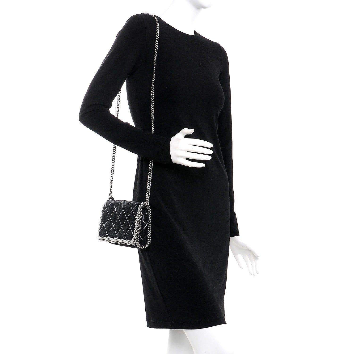 Stella McCartney Shaggy Deer Quilted Falabella Crossbody Bag Black 2 of 8