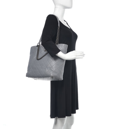 Chanel Calfskin Quilted Large Shopping In Chains Tote Light Grey 2 of 15