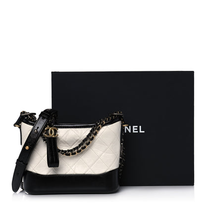 Chanel Aged Calfskin Quilted Small Gabrielle Hobo Black White 11 of 11