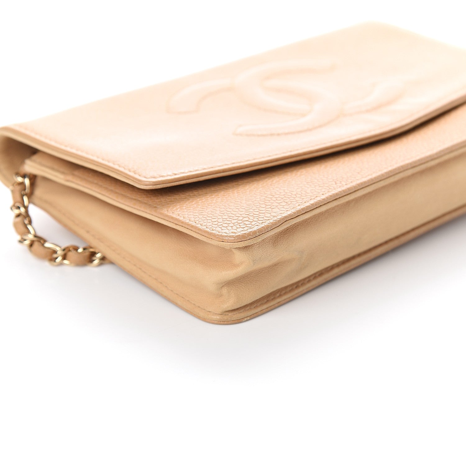 Chanel Caviar Timeless CC Wallet on Chain WOC Beige 10 of 11