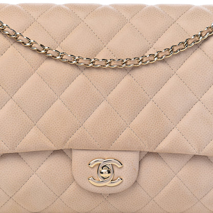 Chanel Caviar Quilted Clutch With Chain Flap Beige 13 of 14