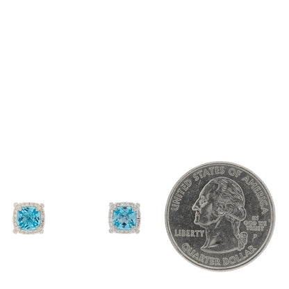 David Yurman Sterling Silver Diamond Blue Topaz Petite Chatelaine Bezel Stud Earrings 2 of 4