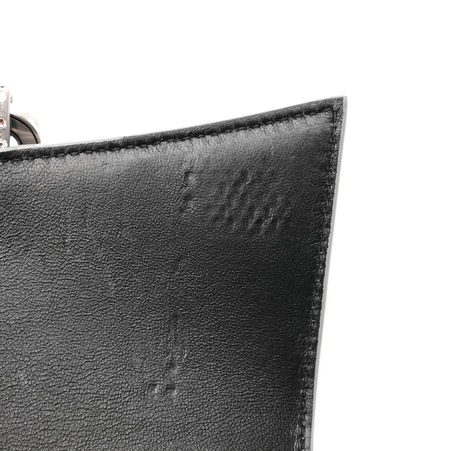 Strass Suede Allover Logo Hourglass Top Handle Bag XS with Chain Silver Black