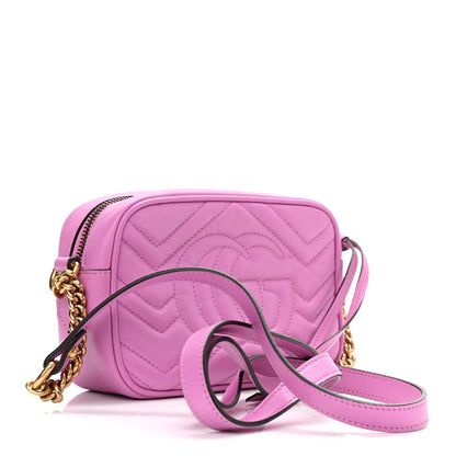 Gucci Calfskin Matelasse Mini GG Marmont Chain Shoulder Bag Candy Mousse 3 of 10
