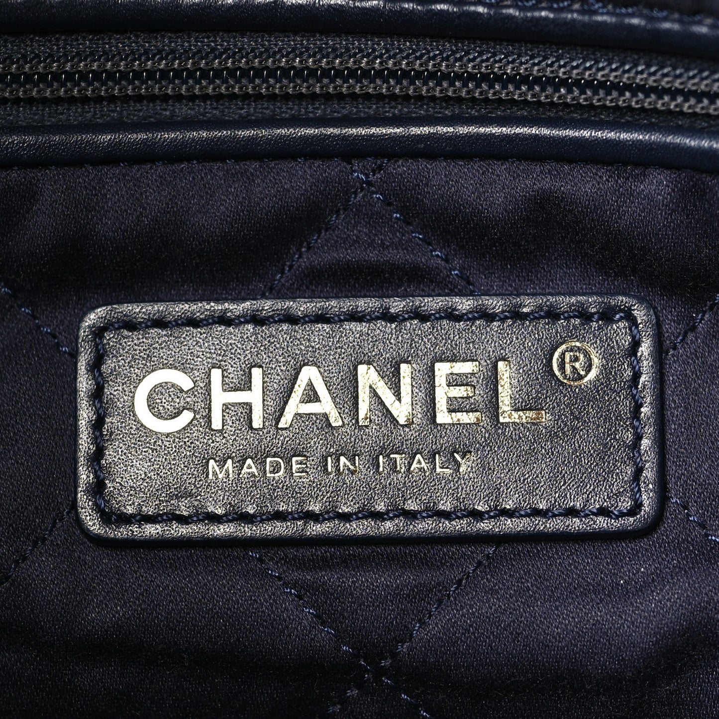 Shiny Calfskin Quilted Small Chanel 22 Navy