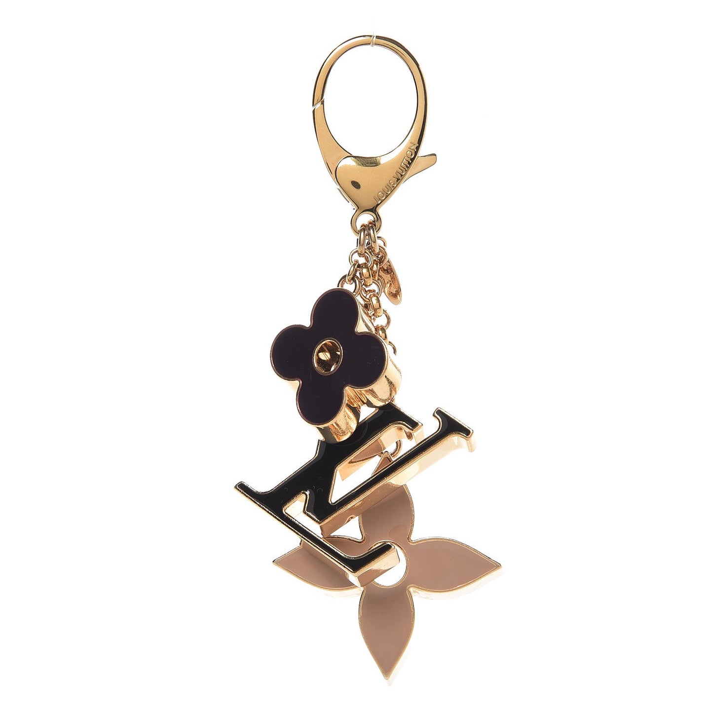 Fleur De Monogram Bag Charm Dore