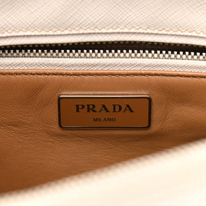 Prada Saffiano Lux Small Bi-Color Galleria Double Zip Tote Talco Natural 6 of 13