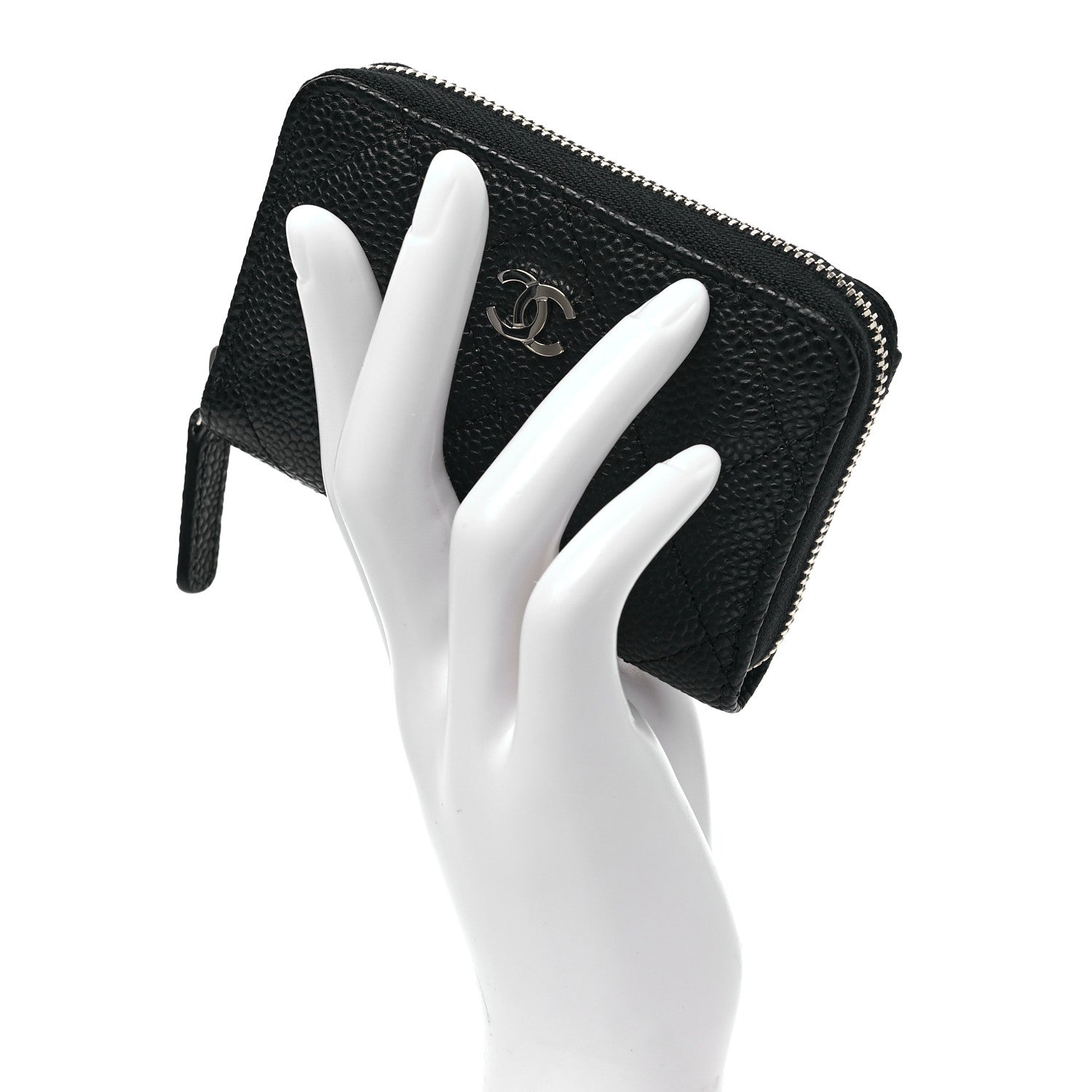 Chanel Caviar Quilted Zip Coin Purse Black 2 of 8