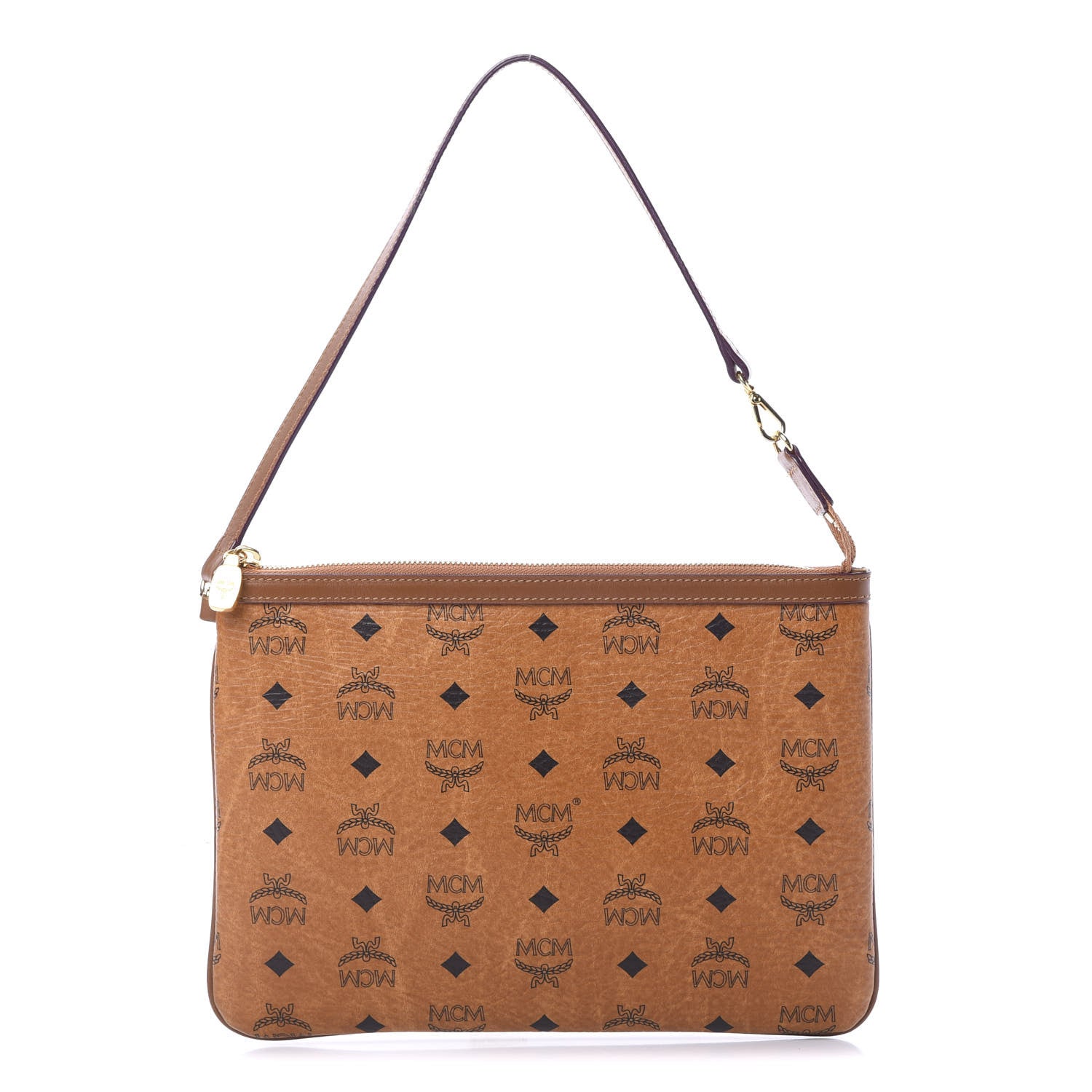 MCM Visetos Medium Stark Wristlet Pouch Cognac 1 of 10