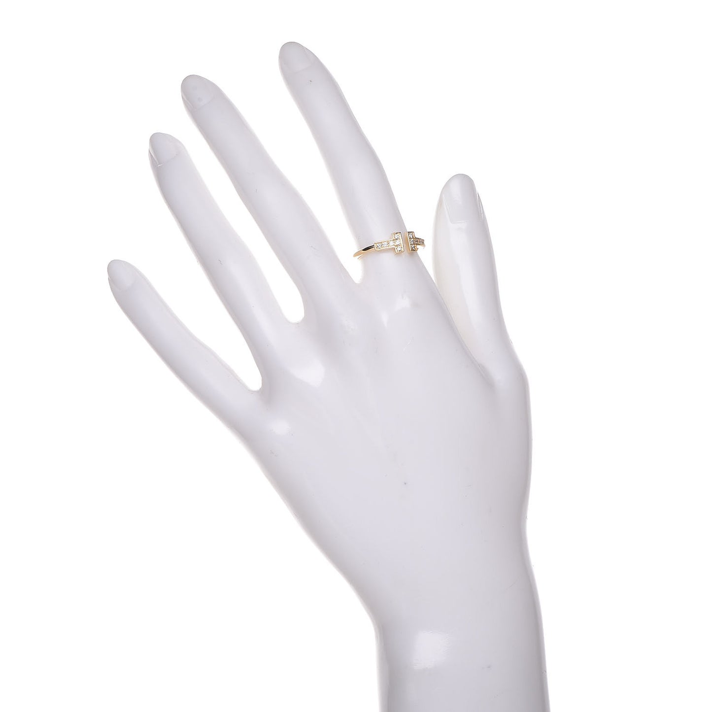 18K Yellow Gold Diamond T Wire Ring 52 6