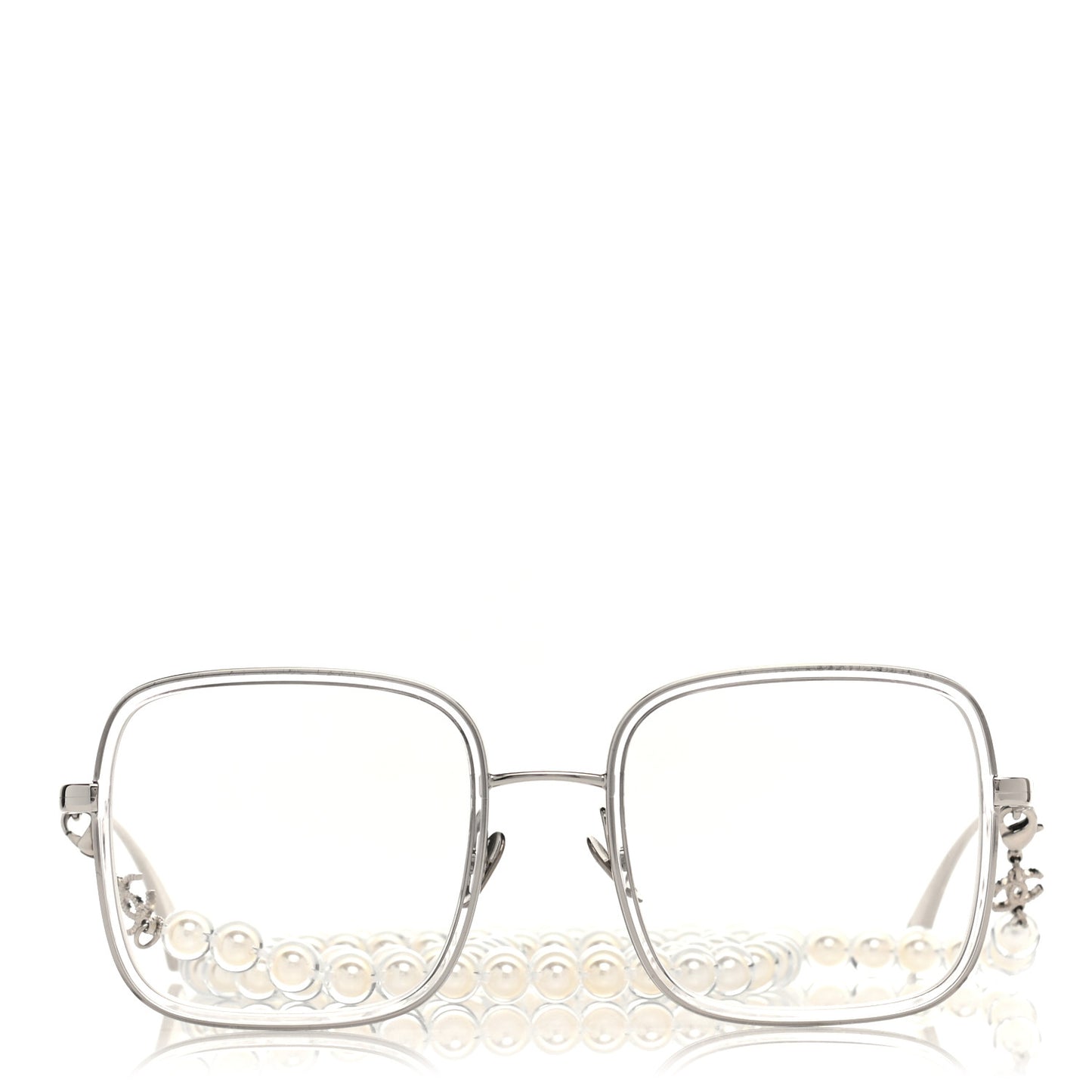 Metal Removable Pearl Chain Square Eyeglasses 2195-S Silver