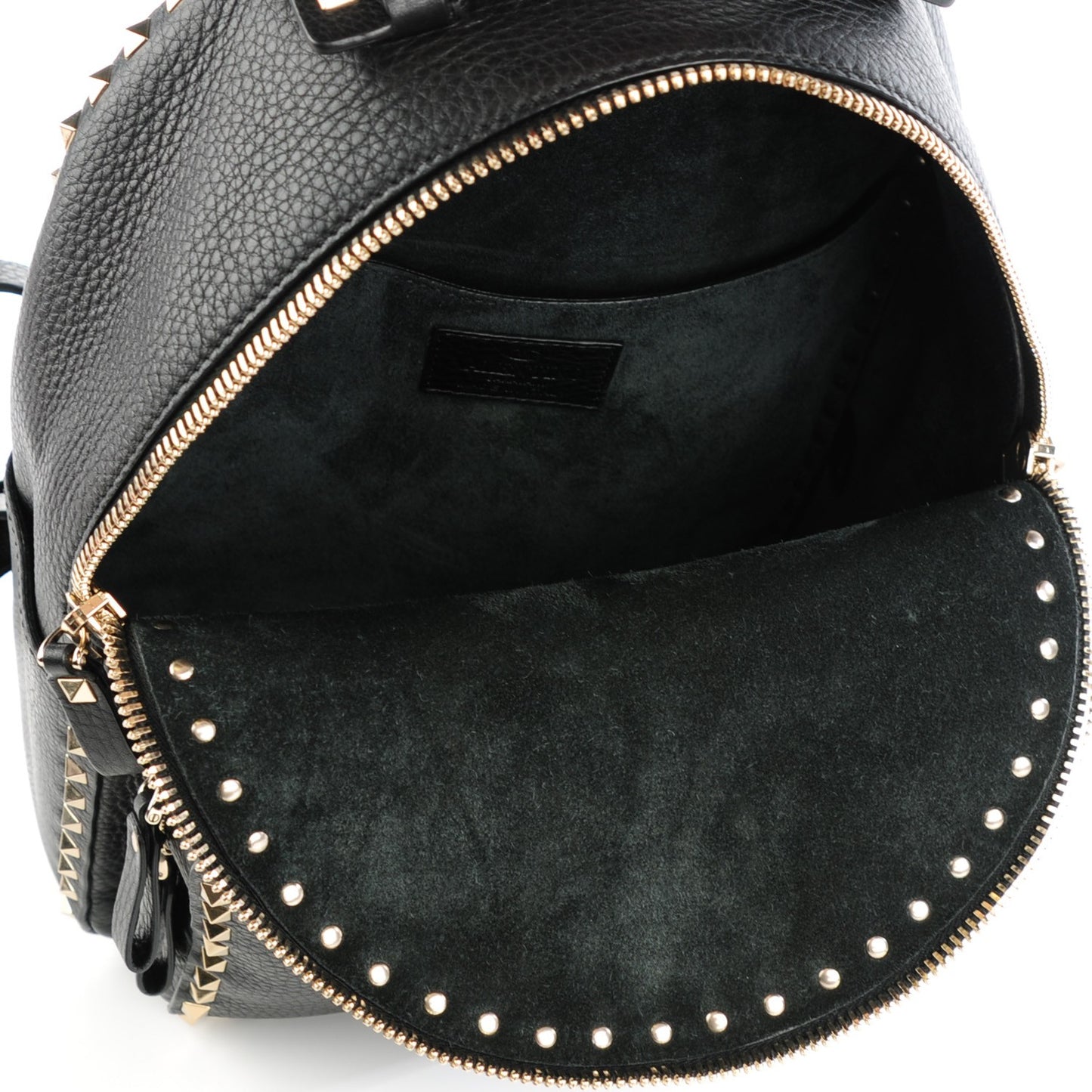 Grained Calfskin Medium Rockstud Backpack Black