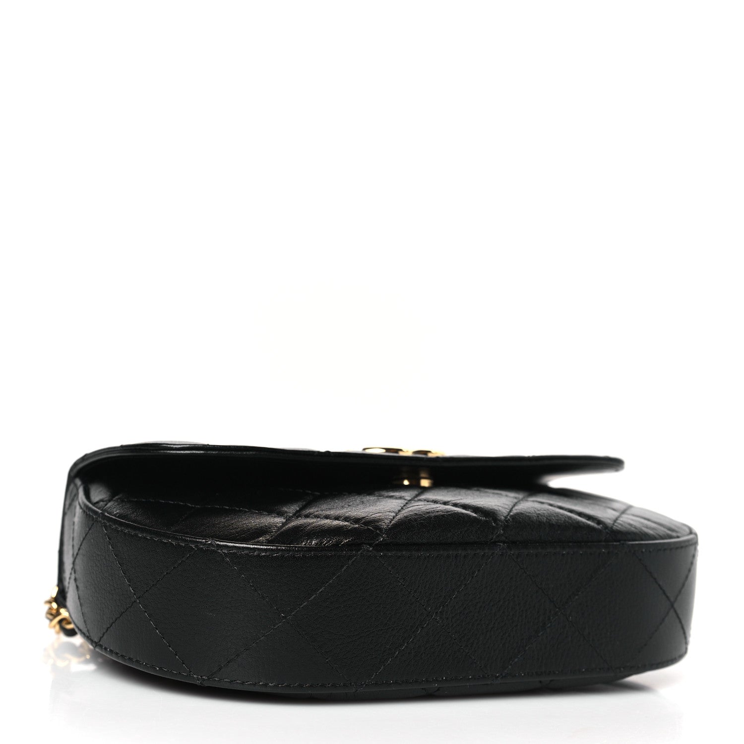 Chanel Shiny Aged Calfskin Quilted Top Handle Clutch With Chain Black 4 of 9