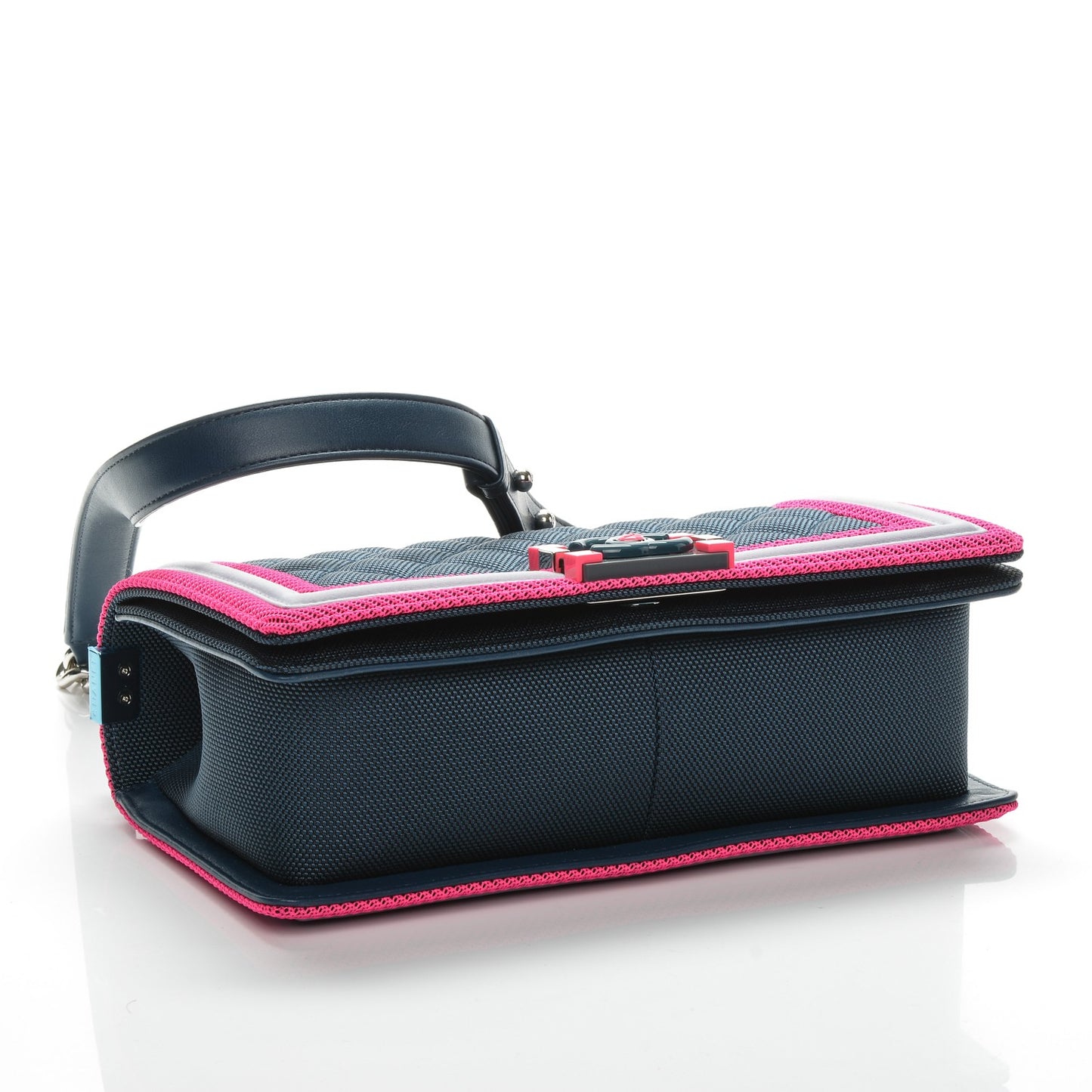 Canvas Quilted Medium Fluo Boy Flap Dark Navy Fuchsia Grey